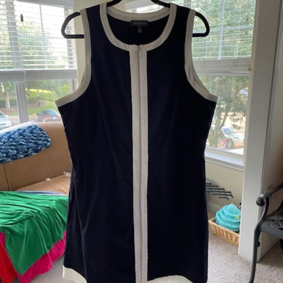 The Limited Dresses & Skirts - Limited Navy/White Sleeveless Front Zipper Dress Women’s 18W NWOT
